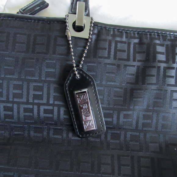 Chic All-Black Monogram Purse Vintage Printed Shoulder Bag Tote - Picture 2 of 7